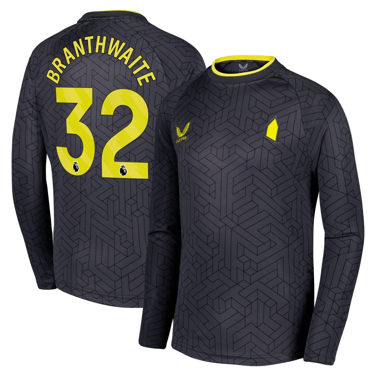 everton castore away shirt 2024-25 – kids – long sleeve with branthwaite 32 printing Collection | Everton FC Jerseys & Footwear