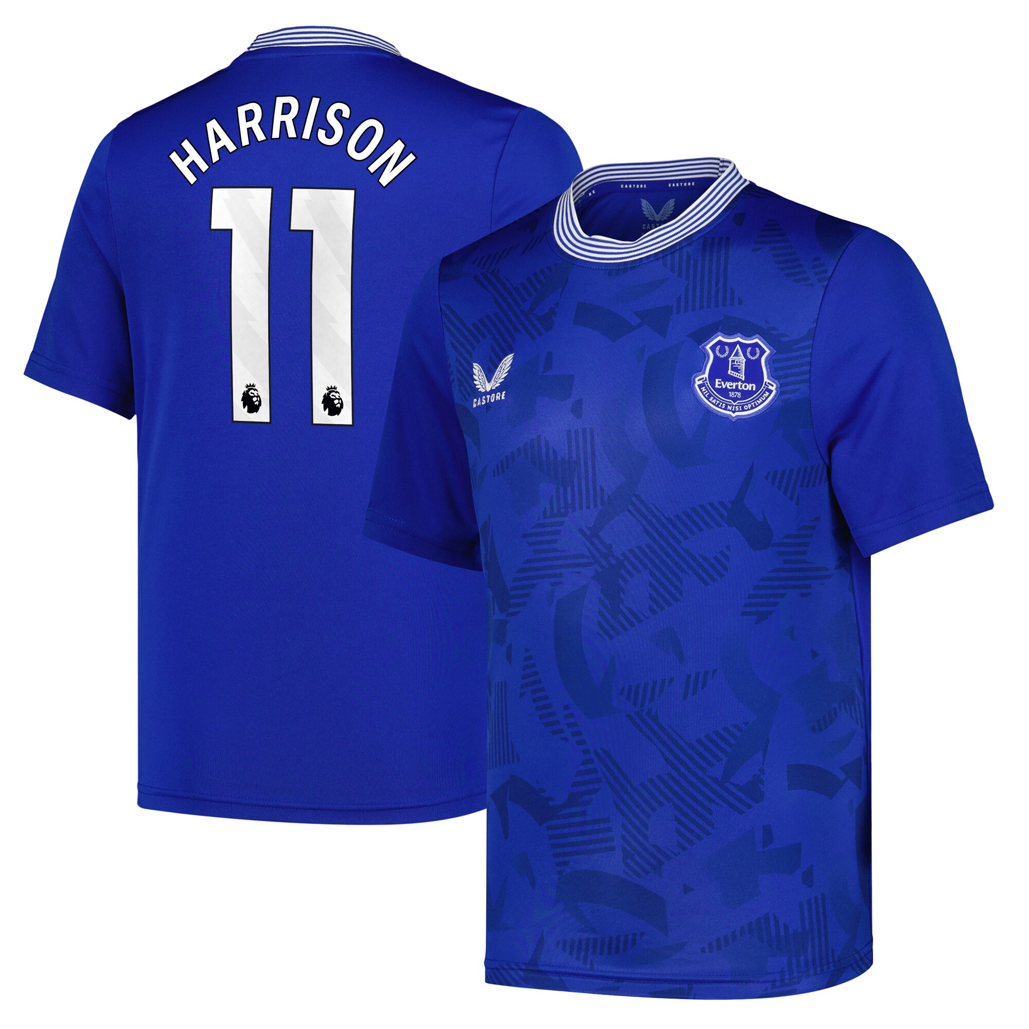 everton castore home replica shirt 2024-25 – kids with harrison 11 printing Collection | Everton FC Jerseys & Footwear