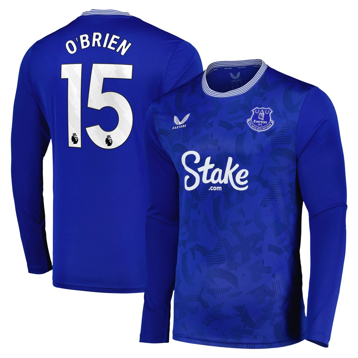 everton castore home replica shirt 2024-25 – long sleeve with obrien 15 printing Collection | Everton FC Jerseys & Footwear