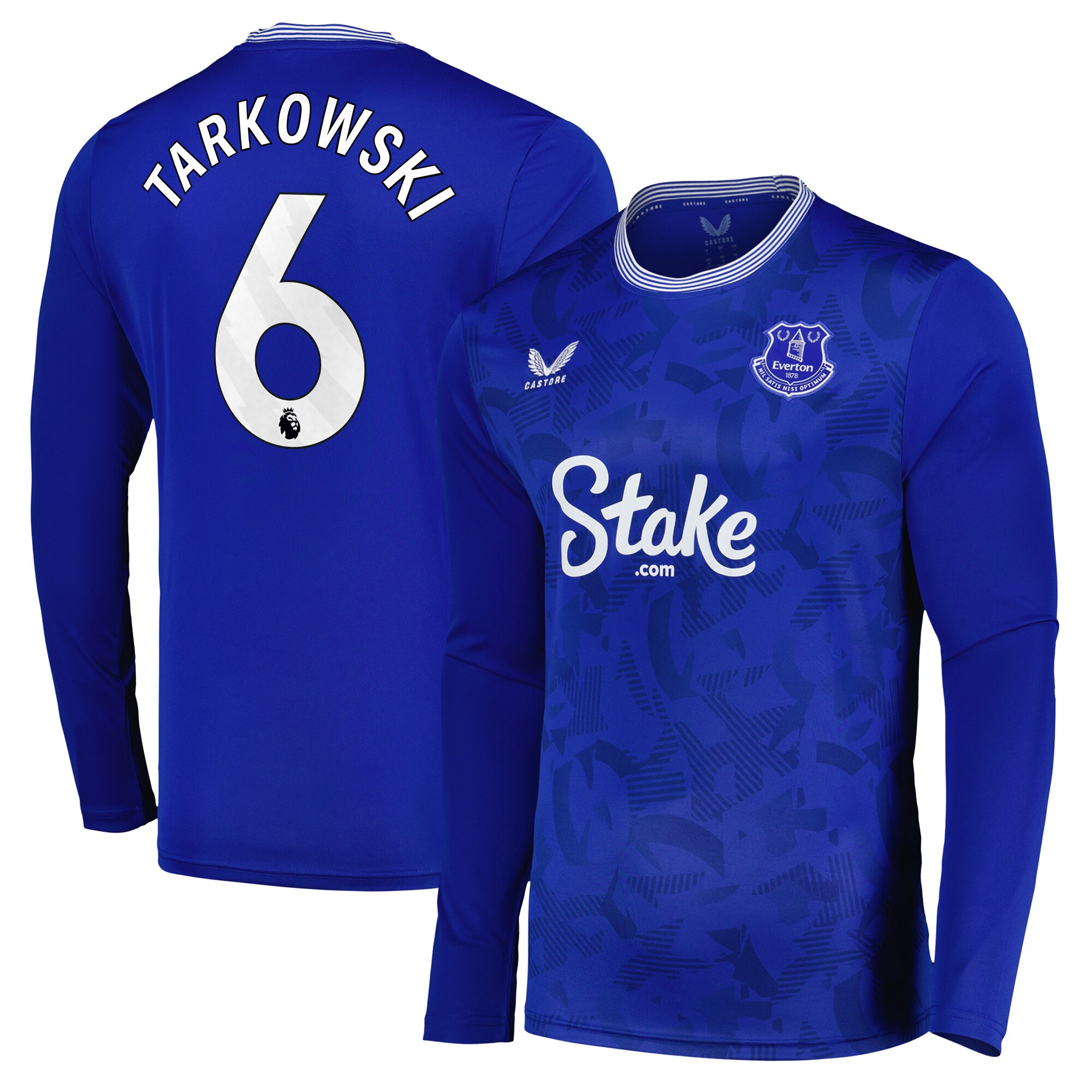 everton castore home replica shirt 2024-25 – long sleeve with tarkowski 6 printing Collection | Everton FC Jerseys & Footwear