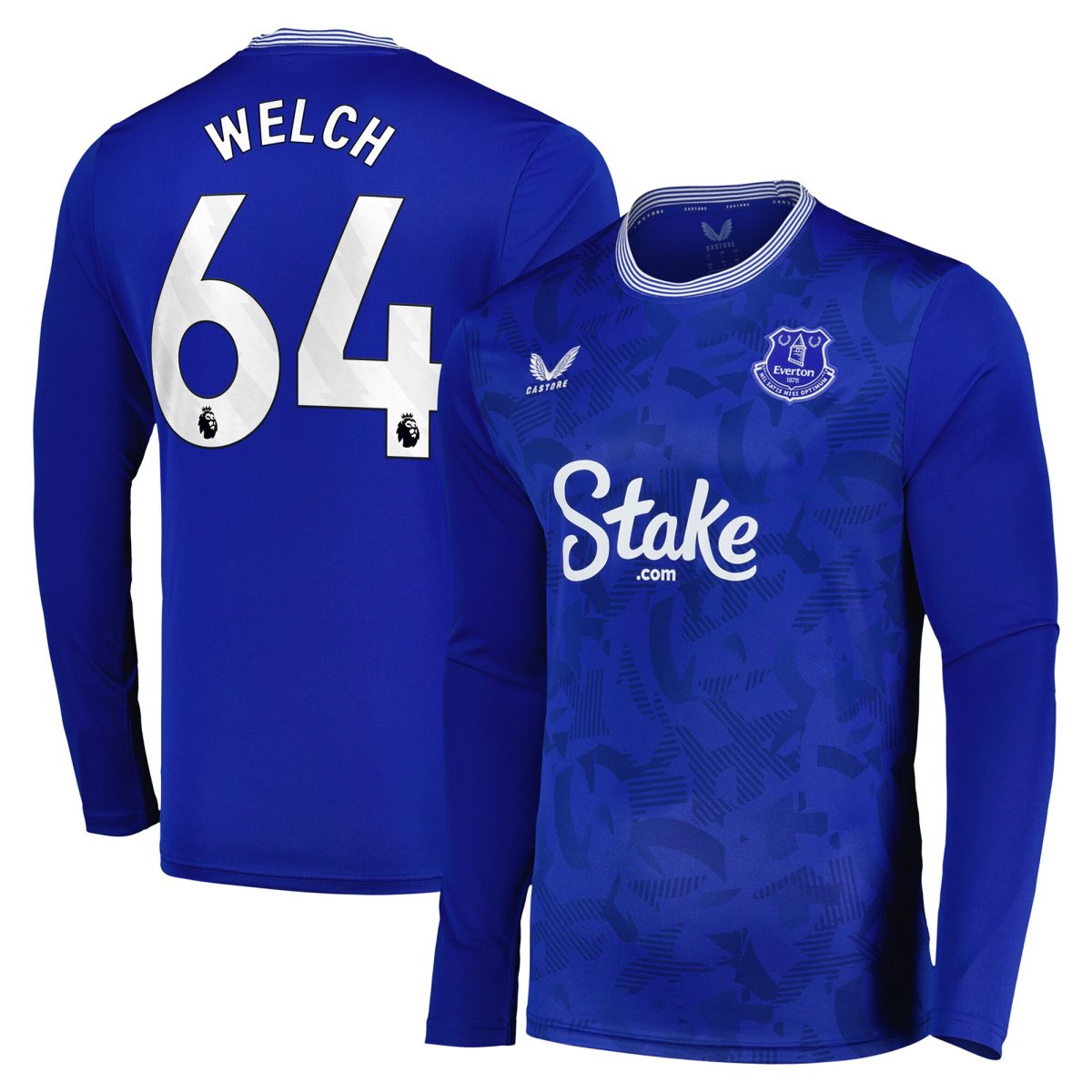 everton castore home replica shirt 2024-25 – long sleeve with welch 64 printing Collection | Everton FC Jerseys & Footwear