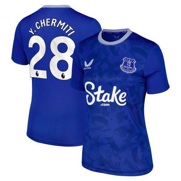 everton castore home replica shirt 2024-25 – womens with y. chermiti 28 printing Collection | Everton FC Jerseys & Footwear