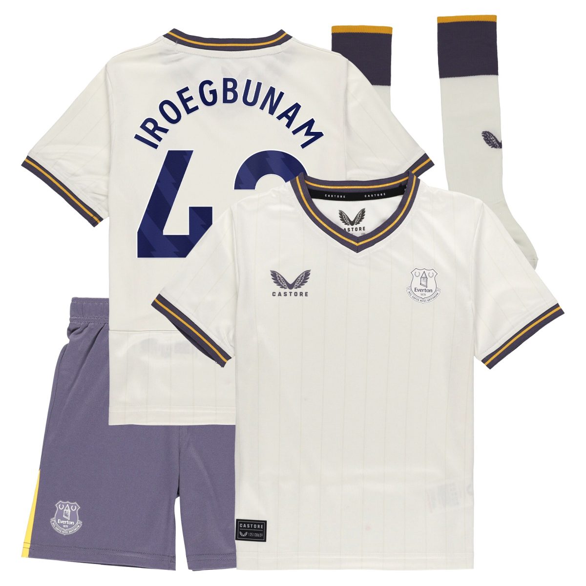 everton castore third infant kit 2024-25 with iroegbunam 42 printing Collection | Everton FC Jerseys & Footwear