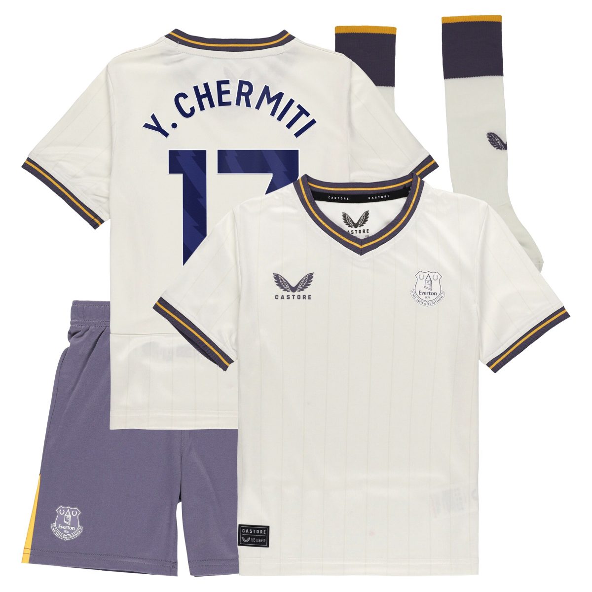 everton castore third infant kit 2024-25 with y. chermiti 17 printing Collection | Everton FC Jerseys & Footwear