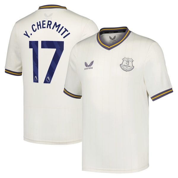 everton castore third shirt 2024-25 – kids with y. chermiti 17 printing Collection | Everton FC Jerseys & Footwear