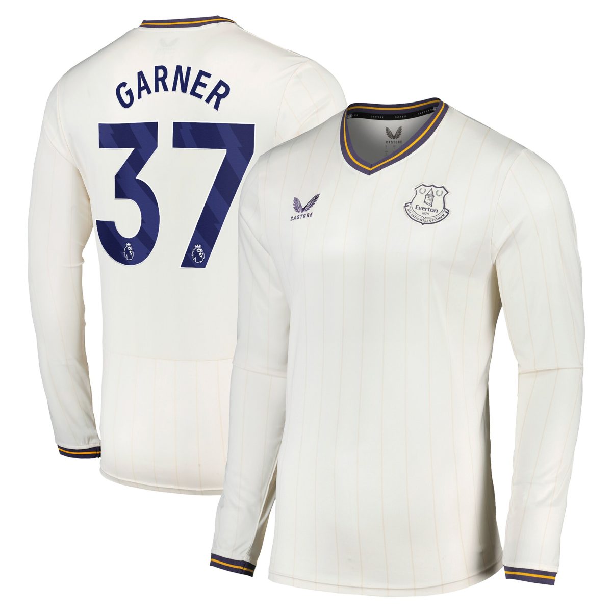 everton castore third shirt 2024-25 – long sleeve – kids with garner 37 printing Collection | Everton FC Jerseys & Footwear