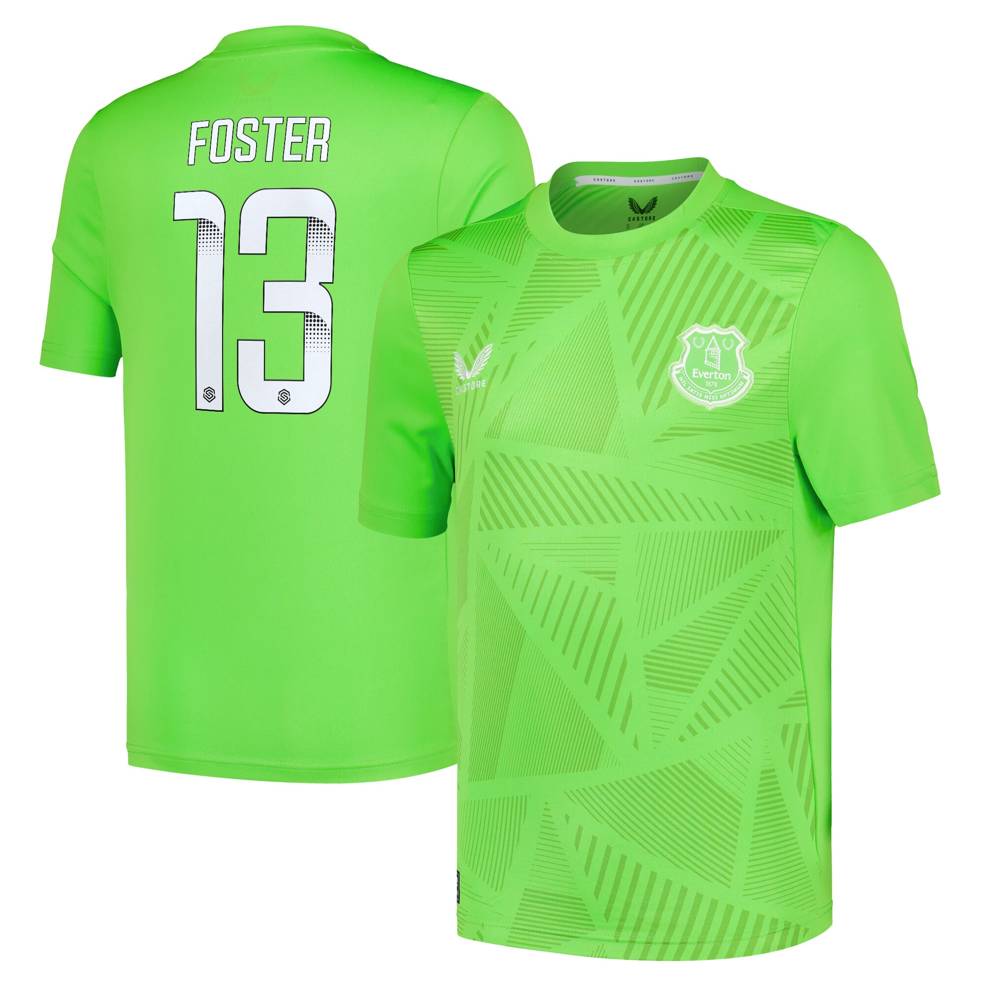 everton castore wsl home goalkeeper shirt 2024-25 – kids with foster 13 printing Collection | Everton FC Jerseys & Footwear