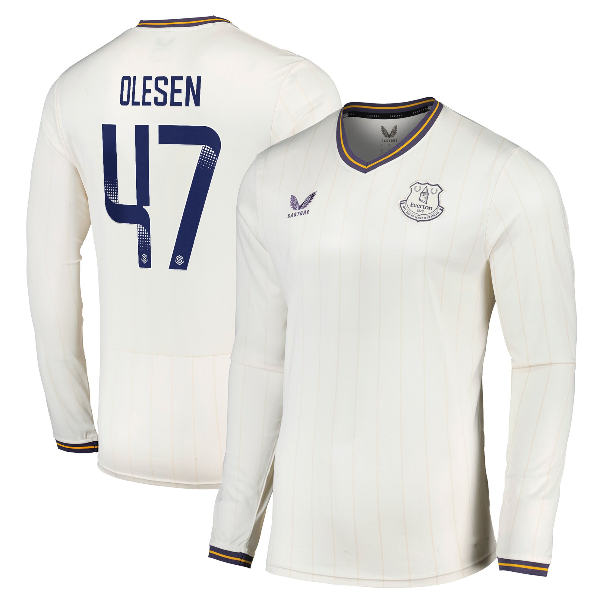 everton wsl castore third shirt 2024-25 – long sleeve – kids with olesen 47 printing Collection | Everton FC Jerseys & Footwear